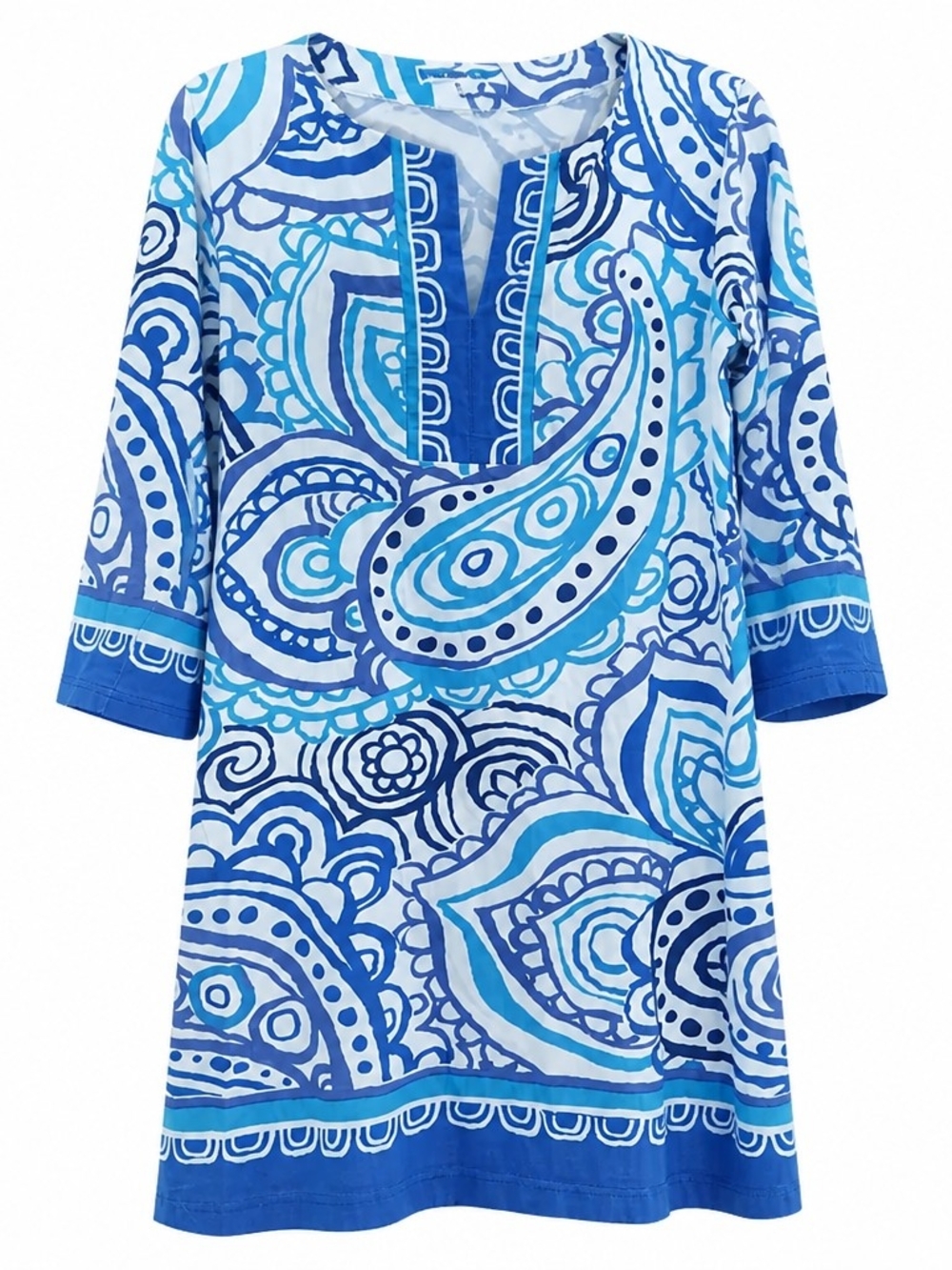 Barbara Gerwit Blue & White Paisley Tunic Dress